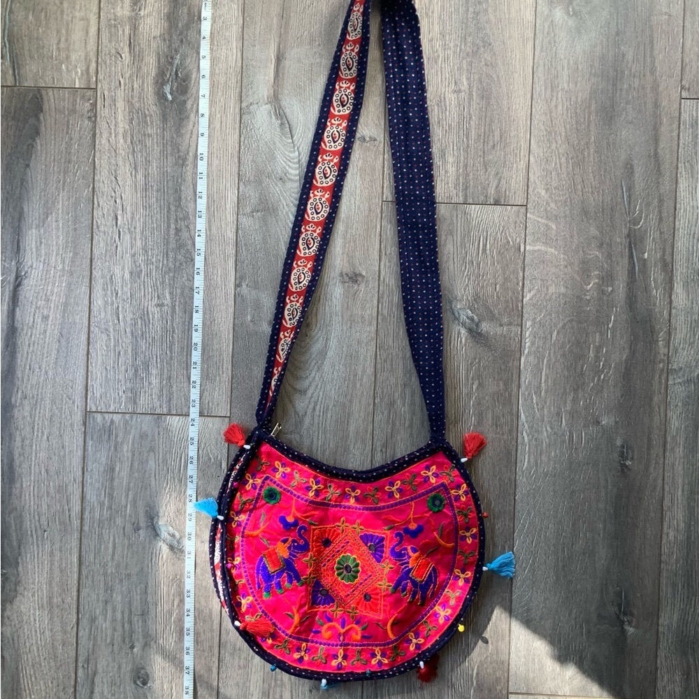 Tribe Azure Fair Trade Handcrafted Colorful Embellished Boho Shoulder Bag, NWOT!